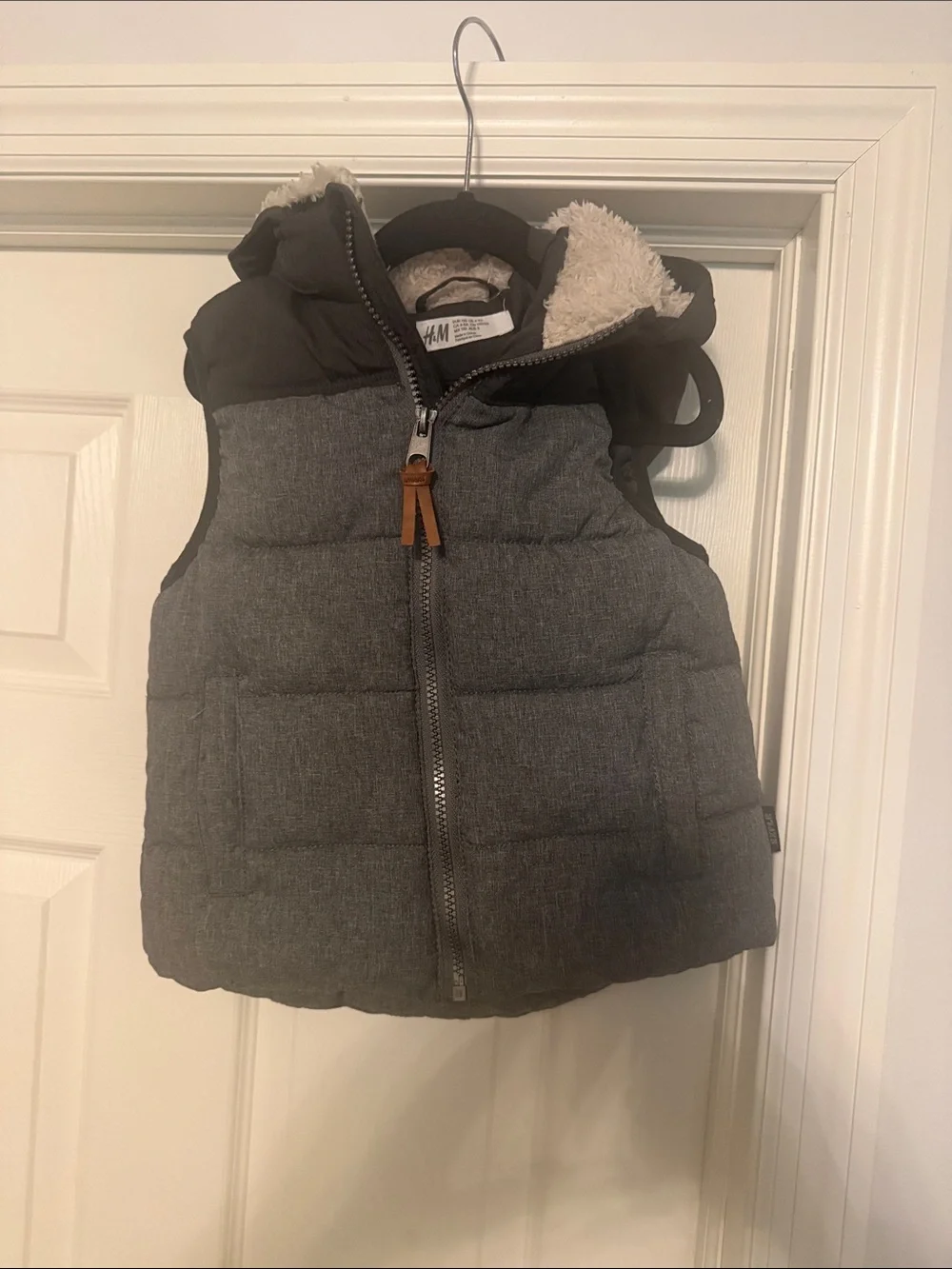 H&M Kids Dark Gray Quilted Puffer Vest with Hood